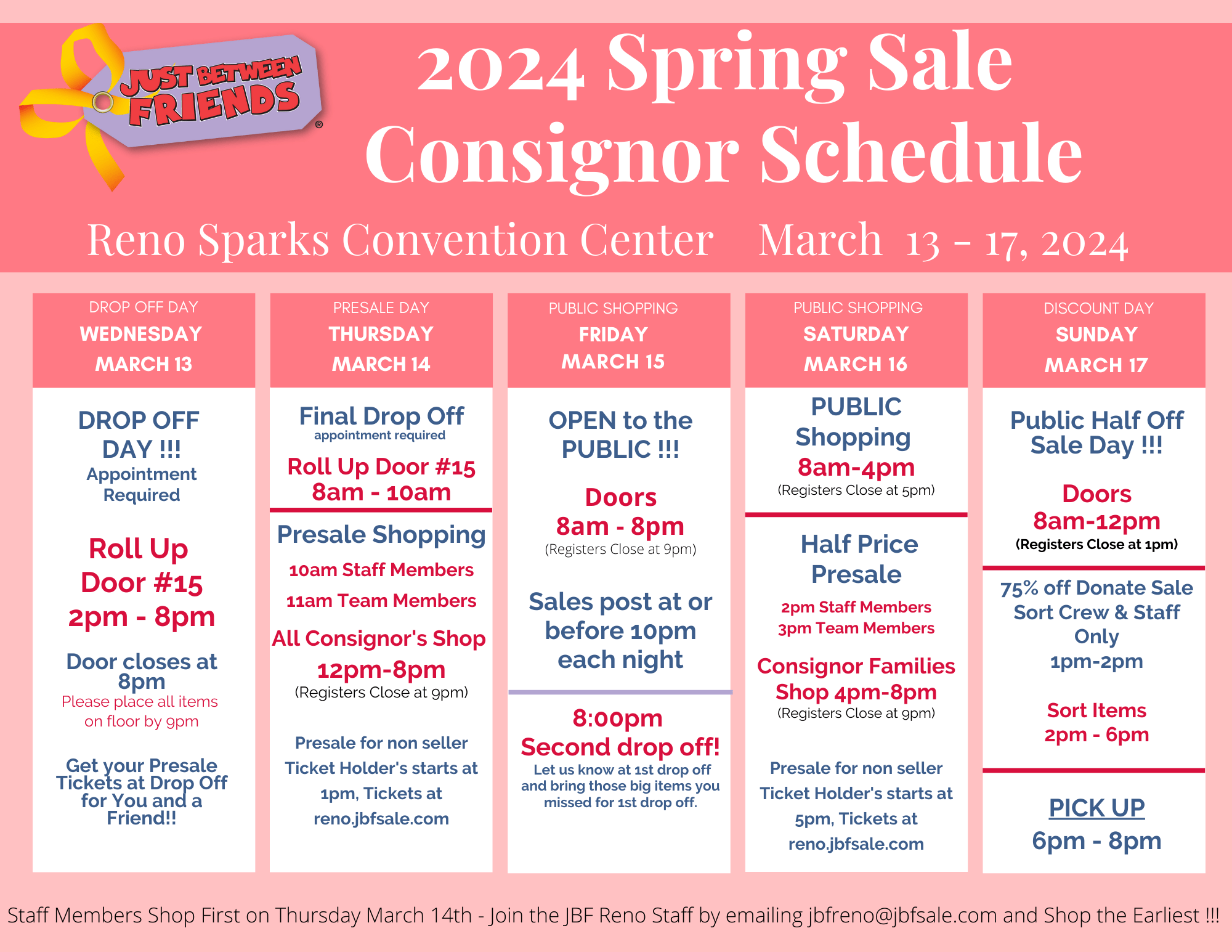 2024 Spring JBF Sale Consignor/Seller Registration